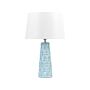 Table Lamp Blue Ceramic Glossy Base Fabric Shade Textured Night Lamp Desk Light