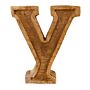 Hand Carved Wooden Embossed Letter Y