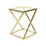 Side Table Gold Steel Frame Glass Square Top Geometric