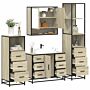 Vidaxl 4 Piece Bathroom Furniture Set Sonoma Oak Engineered Wood