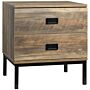 Homcom Retro Bedside Table, End Side Table With 2 Drawers, Metal Frame, Coffee