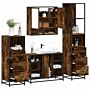 Vidaxl 4 Piece Bathroom Furniture Set Smoked Oak Engineered Wood