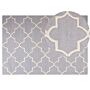 Rug Grey Wool 140 X 200 Cm Trellis Quatrefoil Pattern Hand Tufted Oriental Moroccan Clover