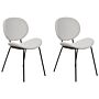 Set Of 2 Dining Chairs Light Grey Faux Pu Leather Armless Leg Caps Black Iron Legs