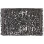 Area Rug Dark Grey Viscose With Cotton Backing With Fringes 160 X 230 Cm Style