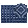 Rug Blue Viscose 140 X 200 Cm Geometric Pattern Hand Woven Flatweave