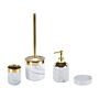 Bathroom Accessories Set White And Gold Ceramic Glam Soap Dispenser Toilet Brush Tumbler