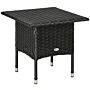 Outsunny Rattan Side Table, Outdoor Coffee Table, With Plastic Board Under The Full Woven Table Top, Black