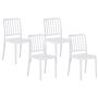 Set Of 4 Garden Chairs White Plastic Stackable Lightweight Weather Resistant