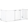 Pawhut Pet Safety Gate 5-panel Playpen Fireplace Christmas Tree Metal Fence Stair Barrier Room Divider Walk Through Door Automatically Close Lock