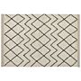 Area Rug Beige And Black Cotton 160 X 230 Cm Minimalistic Tufted Geometric Pattern Fringed