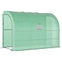 Outsunny Walk-in Lean To Wall Greenhouse With Windows And Doors 2 Tiers 6 Wired Shelves 300l X 150w X 215hcm Green