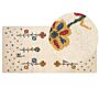 Area Rug Beige Wool 80 X 150 Cm Floral Pattern Animal Pattern Hand Tufted