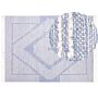 Rug Off-white Blue Cotton Wool 160 X 230 Cm Geometric Pattern Runes Tribal Tassels Oriental