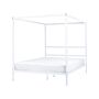 Canopy Bed Frame White Metal 160 X 200 Cm Double Size Plywood Slats