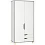 Homcom Wardrobe With 2 Doors, 2 Drawers, Hanging Rail, Shelves For Bedroom Clothes Storage Organiser, 89x50x185cm, White