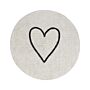 Area Rug Beige And Black Cotton Ø 140 Cm Round With Heart Pattern Boho Style Living Room Kids Children's Room