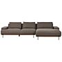 Left Hand Corner Fabric Sofa Brown Fabric Metal Legs 3 Seater