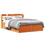 Vidaxl Bed Frame With Headboard Wax Brown 160x200 Cm Solid Wood Pine