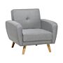 Armchair Grey Fabric Upholstered Convertible Adjustable Backrest Wooden Legs