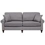 3 Seater Sofa Grey Fabric Chesterfield Style Low Back