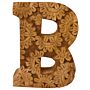 Hand Carved Wooden Flower Letter B