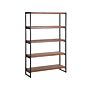 Bookcase Dark Wood And Black 155 X 100 Cm Metal Frame