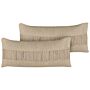 Set Of 2 Decorative Cushions Beige Jute 30 X 70 Cm Woven Removable With Zipper