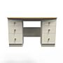 Warwick 6 Drawer Kneehole Desk In Cream Ash & Modern Oak