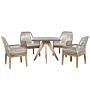 Outdoor Dining Set Grey Light Wood Fibre Cement For 4 People Square Table With Beige Chairs