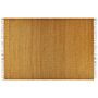 Area Rug Mustard Jute 160 X 230 Cm Tassels Handwoven