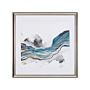 Framed Wall Art Blue And Grey Print On Paper 60 X 60 Cm Passe-partout Frame Abstract Theme