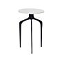 Side Table White Marble Top 3 Black Metal Legs 36 X 36 Cm Round