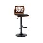 Bar Stool Dark Wood Black Faux Leather Footrest Swivel Gas Lift Adjustable Height