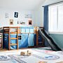 Vidaxl Kids' Loft Bed With Curtains Blue 90x200 Cm Solid Wood Pine