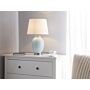 Table Lamp Bedside Light Blue Ceramic Base White Polycotton Round Empire Shade