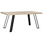 Dining Table Light Wood 180 X 85 Cm Black Metal Legs Kitchen