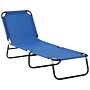 Outsunny Portable Folding Sun Lounger With 5-position Adjustable Backrest Relaxer Recliner With Lightweight Frame Blue