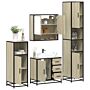 Vidaxl 4 Piece Bathroom Furniture Set Smoked Oak Engineered Wood