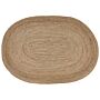 Area Rug Beige Jute 160 X 230 Cm Braided Oval Underfloor Heating Suitable Natural