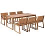 Garden Dining Set Light Acacia Wood Table 6 Chairs