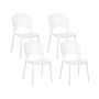 Set Of 4 Dining Chairs Plastic White Garden Stacking