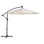 Garden Cantilever Parasol Beige Polyester Shade With Led Light Ø 285 Cm Aluminium Pole Crank Mechanism Outdoor Umbrella