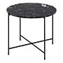 Avila Side Table With Black Polished Marble Stone 52x40cm