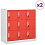 Vidaxl Locker Cabinets 2 Pcs Light Grey And Red 90x45x92.5 Cm Steel