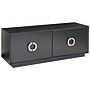 4 Door Sideboard Black Mdf Cabinets With Shelves Gold Handles Modern Style Hallway Storage