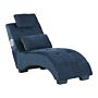 Chaise Lounge Dark Blue Velvet Inbuilt Bluetooth Speaker Usb Charger Modern Design Curved 1 Person Sofa