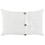 Set Of 2 Decorative Cushions White Linen Cotton 30 X 50 Cm Decorative Buttons Classic