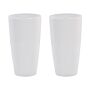 Indoor Outdoor Set Of 2 Plant Flower Pots White Stone Mixture High Gloss Round Tall 32 Cm