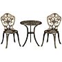 Outsunny 3 Piece Cast Aluminium Garden Bistro Set For 2 With Parasol Hole, Outdoor Coffee Table Set, Two Armless Chairs And Round Coffee Table